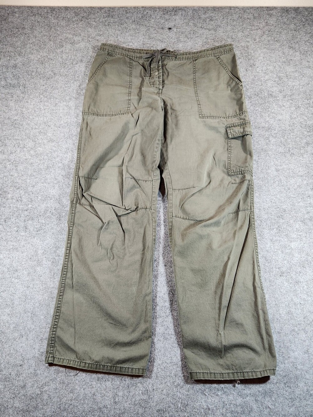 i.e Relaxed Straight-Leg Cargo Drawstring Pants in Olive Green 8 Petite